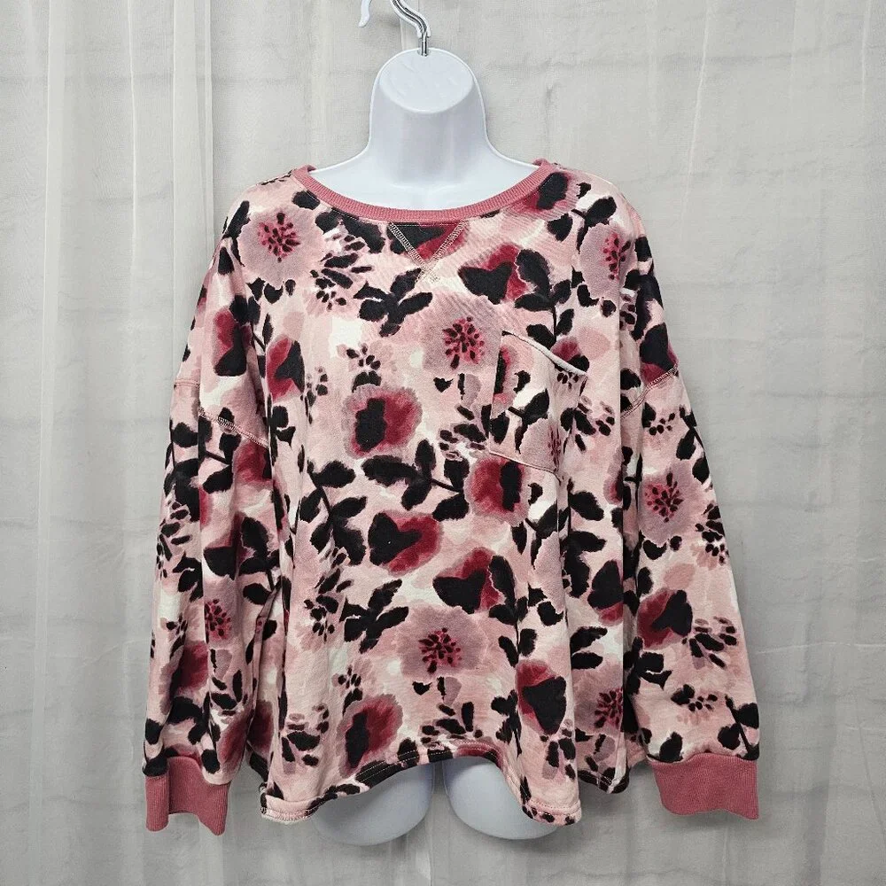 Dip Sweatshirt Grunge Floral Punk Goth Casual Pink Black 2X NWT - Picture 11 of 13
